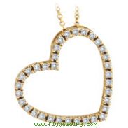 14K Yellow Gold .40ct Diamond Slanted Heart Pendant Necklace