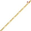 14K Yellow Gold 5.35mm Semi-Solid Figaro Bracelet