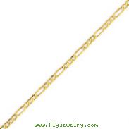 14K Yellow Gold 5.35mm Semi-Solid Figaro Bracelet