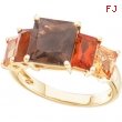 14K Yellow Gold 5x4 6x4 8x8 Genuine Madeira Citrine And Smoky Quartz Ring