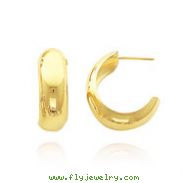 14K Yellow Gold 6.50x15mm C-Hoop Earrings