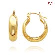 14K Yellow Gold 6.50x18mm Fancy Hoop Earrings