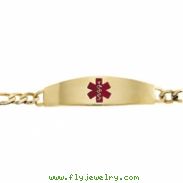 14K Yellow Gold 8 Inch Gents Medical Id Bracelet Red Enamel