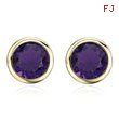 14K Yellow Gold 8mm Bezel Set Amethyst Studs