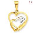 14K Yellow Gold And Rhodium Hearts Pendant