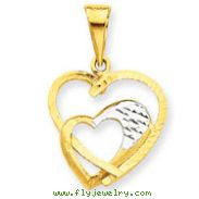 14K Yellow Gold And Rhodium Hearts Pendant