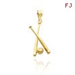 14K Yellow Gold Bats & Baseball Pendant