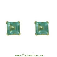 14K Yellow Gold Blue Topaz Stud Earrings