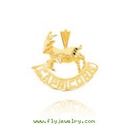 14K Yellow Gold Capricorn Banner Zodiac Pendant