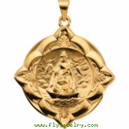 14K Yellow Gold Caridad Del Cobre Medal