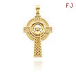 14K Yellow Gold Celtic Claddagh Cross Pendant