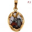 14K Yellow Gold Ceramic Moses Pendant