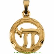 14K Yellow Gold Chai Pendant