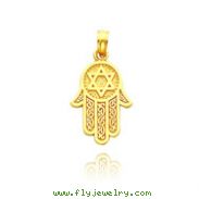 14K Yellow Gold Chamseh with the Star of David Pendant