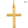 14K Yellow Gold Childs Cross Pendant With Heart