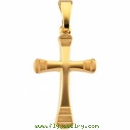 14K Yellow Gold Cross Pendant With Design
