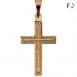 14K Yellow Gold Cross Pendant With Design