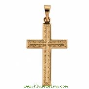 14K Yellow Gold Cross Pendant With Design