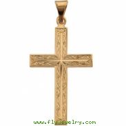 14K Yellow Gold Cross Pendant With Design