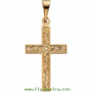 14K Yellow Gold Cross Pendant With Design