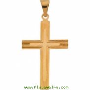 14K Yellow Gold Cross Pendant With Design