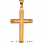 14K Yellow Gold Cross Pendant With Design