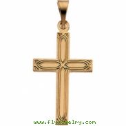 14K Yellow Gold Cross Pendant With Design