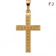 14K Yellow Gold Cross Pendant With Design