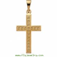 14K Yellow Gold Cross Pendant With Design