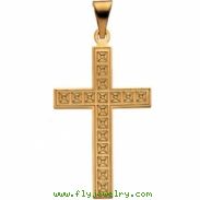 14K Yellow Gold Cross Pendant With Design