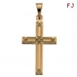 14K Yellow Gold Cross Pendant With Design