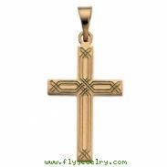 14K Yellow Gold Cross Pendant With Design