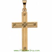 14K Yellow Gold Cross Pendant With Design