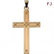 14K Yellow Gold Cross Pendant With Design