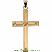 14K Yellow Gold Cross Pendant With Design