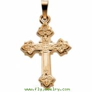 14K Yellow Gold Cross Pendant With Design