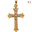 14K Yellow Gold Cross Pendant With Diamond