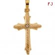 14K Yellow Gold Cross Pendant With Diamond