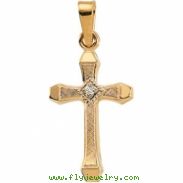 14K Yellow Gold Cross Pendant With Diamond