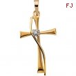 14K Yellow Gold Cross Pendant With Diamond