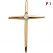 14K Yellow Gold Cross Pendant With Diamond