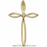 14K Yellow Gold Cross Pendant With Diamond