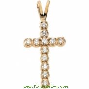 14K Yellow Gold Cross Pendant With Diamond