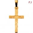 14K Yellow Gold Cross Pendant With Heart