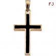 14K Yellow Gold Cross With Black Epoxy