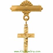 14K Yellow Gold Crucifix Baptismal Pin