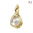 14K Yellow Gold Cultured Pearl And Diamond Pendant