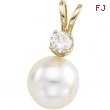 14K Yellow Gold Cultured Pearl And Diamond Pendant