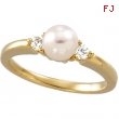 14K Yellow Gold Cultured Pearl And Diamond Ring