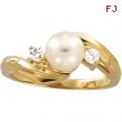 14K Yellow Gold Cultured Pearl And Diamond Ring